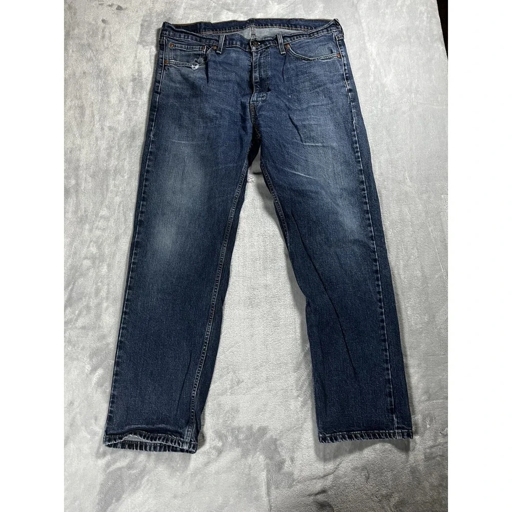 Levis 505 Jeans Mens 40x29 Blue Regular Straight Mid Rise Medium Wash Denim